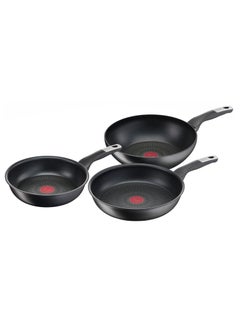Buy Tefal Unlimited 3-Piece Set Pans 24/28 Cm + Wok Pan 28 Cm Scratch-Resistant Non-Stick Coating, Harmless Non-Stick Coating, Easy Cleaning, Thermo-Signal™ in UAE