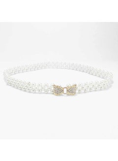 Buy Korean Style Womens Pearl Waist Chain Fashion Dress Elastic Belt Womens Decorative All-match Sweet Waist Cover WholesaleKL139-27 KL139-27 in UAE