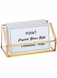 Buy Glass Business Card Holder, Stand Gold Office Name Card Display Business Card Organizer Storage, Gold Metal Business Card Container Box for Office Desktop Countertop, Fits 80-100 Business Cards (Gold) in UAE