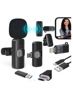Buy K8 Wireless Microphone 2.4GHz 2 in 1 Digital Mini Portable Recording Clip Mic with Receiver in Egypt