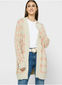 Buy Polka Intarsia Longline Cardigan in Saudi Arabia