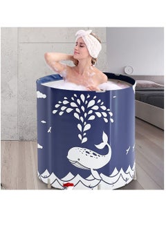 Cheap Dark blue Large Portable Foldable Bathtub Folding Bath Bucket Adult  Tub Baby Swimming Pool Insulation Family Bathroom SPA Sauna