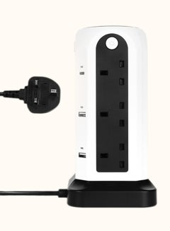 Buy 18 in 1 Sincere Universal Vertical Tower Power Strip with 12 Sockets 4 USB Slots And 2M Extension Cord For Home And Office in UAE