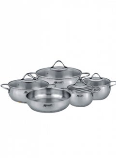 Buy Mr. Cook stainless steel cookware set with glass lid, 9 pieces in Saudi Arabia