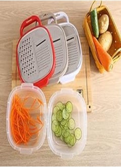 اشتري Prime Shop - Potted Vegetable Grater, Occupational Carrot Vegetable Grater 3 Different Blades Food Container, Handheld Kitchen Grater Multi-Capacity (Assorted Colors) في مصر