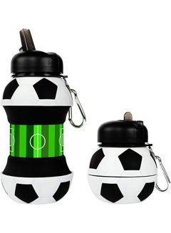 Buy Kids Water Bottles, Leakproof Collapsible Childrens Bottle with Straw and Clip, Personalised Travel Sports Water Bottle BPA Free Silicone Football Kids School Drinks Bottle in Saudi Arabia