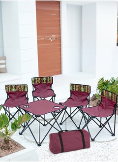 Buy Outdoor Camping Folding Table and Chair Set 5pcs With Outer Bag in Saudi Arabia