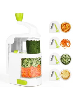 Buy Vegetable Spiralizer Slicer 4 in 1 Rotating Blades Veggie Spiralizer, Zucchini Noodle Maker with Strong Suction Cup, Multipurpose Vegetable Cutter Slicer, Manual Zoodles Spiralizer for Potato Pasta in UAE