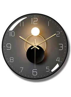 Buy Qiccijoo Wall Clock,3D Curved Glass Large Wall Clock,12-inch Silent Non-Ticking Round Classroom Clock, Battery Operated Easy to Read Decorative Wall Clocks,Stylish Kitchen Wall Clock(Black) in UAE