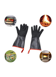 Buy Heat Resistant Gloves Long Sleeve Grill Waterproof Oil Splash Proof Steam Barbecue Flame Retardant High Temperature Resistant Acid Base Corrosion Gloves in UAE
