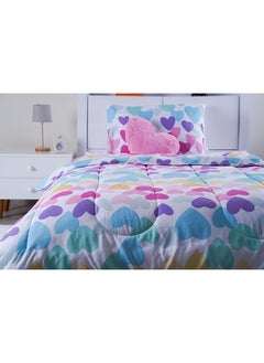 Buy Tiny Hearts 3-Piece Comforter Set With Toy 160X220Cm Green in UAE