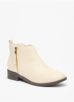 اشتري Women's Textured Ankle Boots with Zip Closure في الامارات