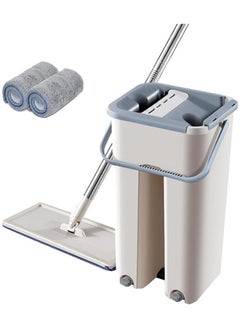 اشتري Scratch Cleaning Mop with 2 in 1 Self Clean Wash Dry Hands Free Flat Mop في الامارات