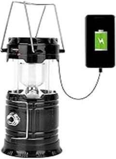 Buy MOUMOUTEN Solar LED Camping Lantern, Portable Folding Camping Tent Light with Flashlight, Rechargeable USB Survival Light for Emergency Hiking Camping Fishing (Black) in Egypt