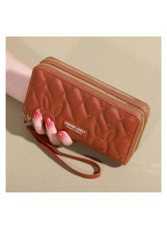 Buy Long Clutch Wallet for Women Dual Zipper Cellphone Holder Ladies Purse with Multiple Card Slots in UAE