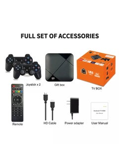 Buy 4K Android 9.0 Dual System HD TV BOX Video Game Console 64GB 2x Wireless Gamepad in UAE