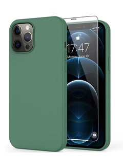 Buy Protective Case Cover For APPLE IPHONE 12 PRO MAX LIQUID SILICON DARK GREEN in UAE
