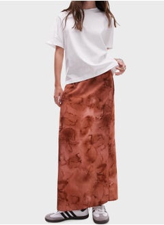 Buy super high-waist smudge flower maxi skirt in Saudi Arabia