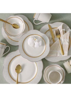 Buy Angelika 16-Piece Golden Decal New Bone China Dinner Set-Serves 4 in UAE