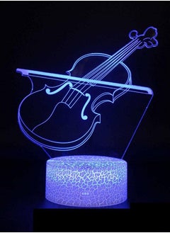 اشتري Multicolour 3D Night Light LED Table Illusion Lamp Base Musical Instrument Series Desk Toy Kids Home Decoration في الامارات