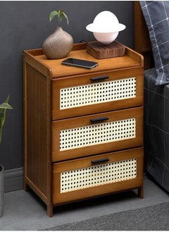 اشتري Modern 3 Drawer Bedside Storage Table 42 x 31 x 50 cm Brown/White في الامارات