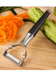 اشتري Stainless Steel Paring Knife Multifunctional Peeler Fruit and Vegetable Scraper, Stainless Steel Vegetable Peeler with Sharp Serrated Blade and Comfortable Wooden Handle في الامارات