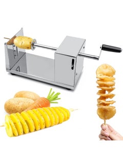 Buy Manual Stainless Steel Twisted Potato Slicer Spiral Vegetable Cutter French Fry in UAE