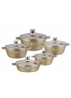 Buy 10-Piece Granite Cookware Set  1 x Casserole (20), Casserole (24), Casserole (28), Casserole (32), Shallow Casserole (28)cm Beige in UAE