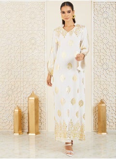 اشتري Foil Printed Notch Neck Jalabiya في السعودية