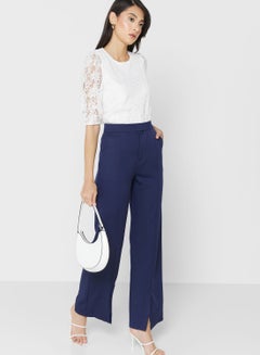 Buy High Waisted Flared Pants With Slit in Saudi Arabia