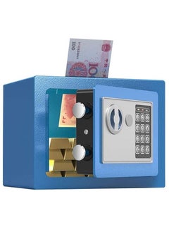 Buy Mini Cash Deposit Drop Slot Safe Box with Key and Pin Code Option Blue in UAE