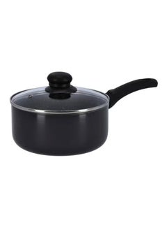 Buy Non-Stick Aluminium Saucepan With Lid Grey/Black 16cm in UAE