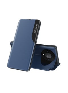 اشتري حافظة هاتف قابلة للطي ذات نافذة مرآة ذكية لهاتف Honor X9b 5G 2023 باللون الأزرق الداكن في الامارات