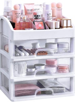 Buy Makeup Organizer with 3 Drawers, Bathroom Vanity Countertop Storage for Cosmetics, Brushes, Lotion, Nail Lipstick and Jewelry in UAE