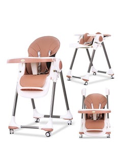 اشتري 3 In 1 Emperia Plus Baby  Feeding High Chair With Adjustable Height, Recline Safety Belt And Tray, 6 Months To 4 Years, Pink في الامارات