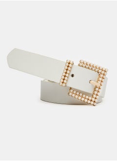 Buy White Belt with Pearls Buckle in Egypt