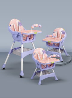 Buy Baybee 3 in 1 Auro Baby High Chair for Kids Feeding with 3 Height Adjustable & Basket, Booster Seat with Food Tray, Toy Bar & Safety Belt  Kids High Chair for Baby 6 Months to 4 Years Boy Girl (Pink) in UAE