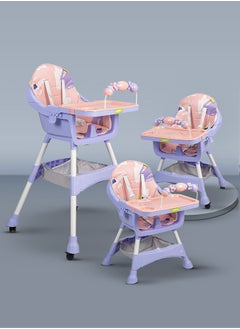 Buy Baybee 3 in 1 Auro Baby High Chair for Kids Feeding with 3 Height Adjustable & Basket, Booster Seat with Food Tray, Toy Bar & Safety Belt  Kids High Chair for Baby 6 Months to 4 Years Boy Girl (Pink) in UAE