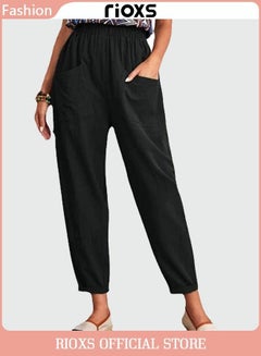 Buy Women Casual Pant Regular Fit Basic Trousers With Front Pockets For Work And Daily in UAE