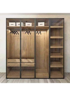 Buy Brown Wardrobe For A Stylish Storage Solution - 220x210x45 cm - by Alhome in Saudi Arabia