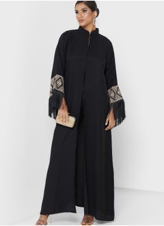 Buy Fringe Detail Embroidered Abaya in UAE