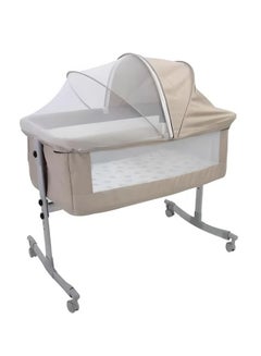 اشتري 3 In 1 Baby Folding Crib Portable Cosleeping Bed With Adjustable Bedside And Sleeper 6-12 Months Grey في السعودية
