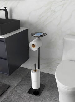 Buy Freestanding Toilet Paper Holder with Shelf and Reserve for Small Bathroom Storage in Saudi Arabia