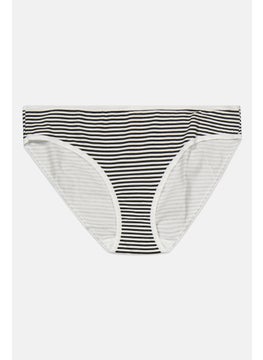 اشتري Women Striped Bikini Bottom, White/Black في الامارات