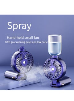 Buy M MIAOYAN can add aromatherapy spray cooling fan mini folding handheld digital display fan humidification desktop hanging neck small fan purple in Saudi Arabia