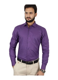 Buy Checkered Regular Fit Collared Neck Casual Shirt Purple in UAE