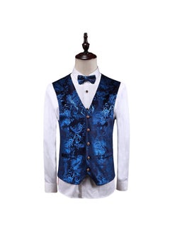 اشتري Mens Plus Size Suit Vest Casual Gold Print WaistcoatM73 Blue Bottom Blue Gold M73 Blue Bottom Blue Gold في الامارات