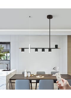 Buy LED Dimmable Chandelier with Remote Control Restaurant Restaurant Kitchen Island Table Modern Chandelier Black in UAE