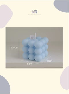 Buy Cube-shaped soy wax candle with blue bubbles in Saudi Arabia