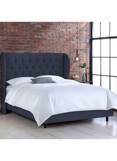 Buy Roma | Wooden Bed Frame Upholstered in Velvet - Dark Grey in Saudi Arabia